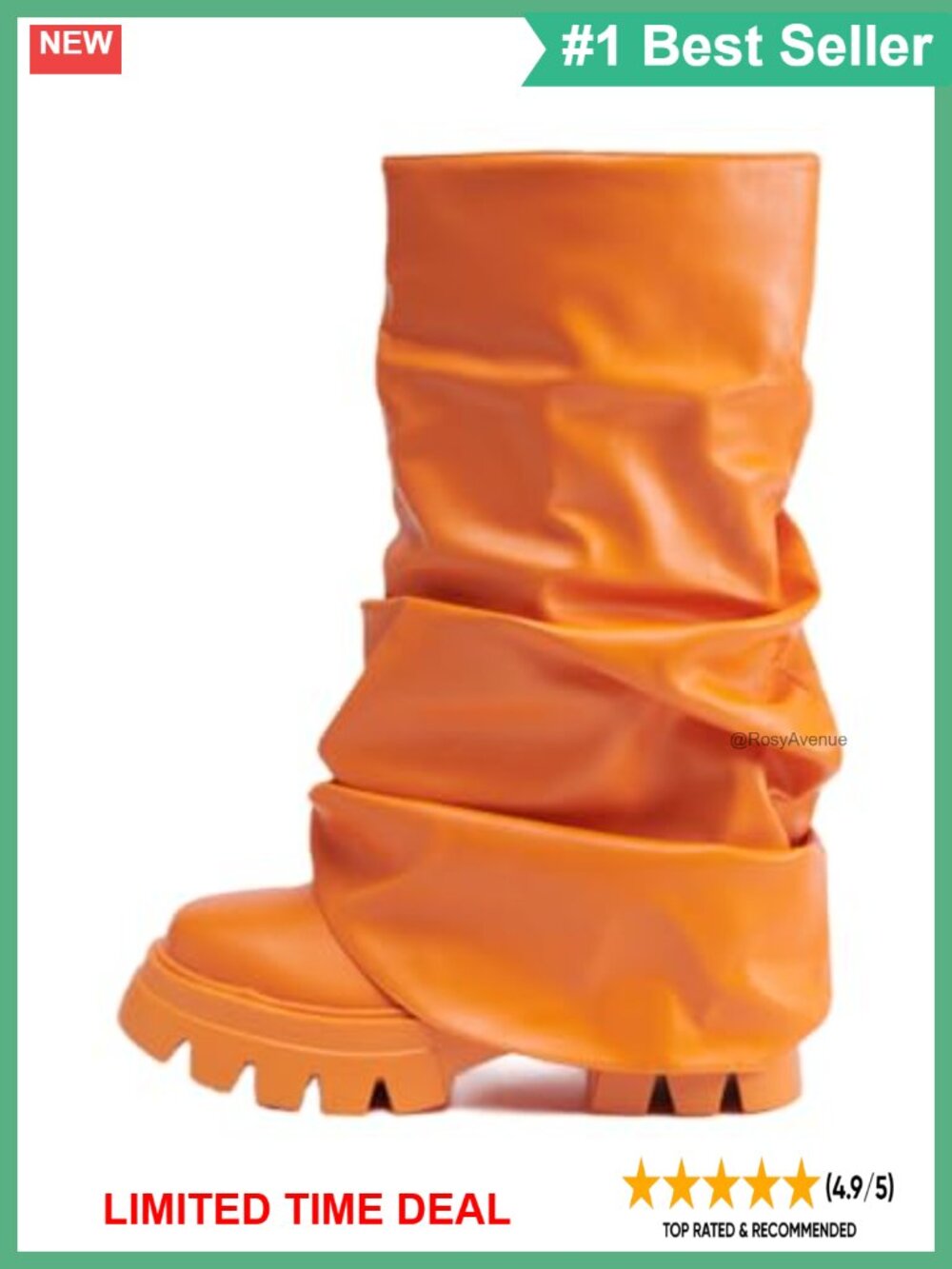 Metallic Faux Leather Slouchy Foldover Platform Western Pull-On Boots